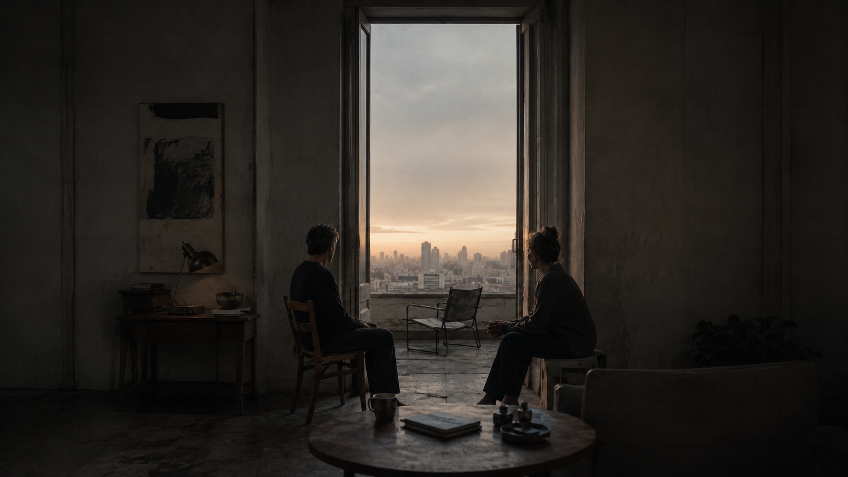 A couple sitting after clearly having a deep discussion